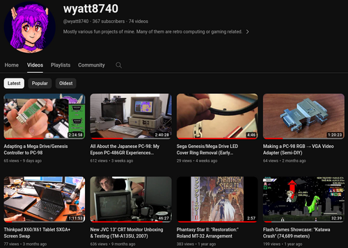 (Screenshot of my 'youtube channel' as it existed on 10
               January 2024.)