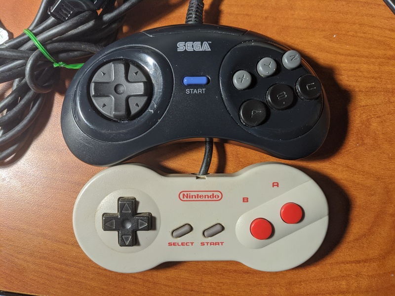 The Sega MK-1937 and the NES-039 dogbone controller are quite similar in size and feel similar in the hand.